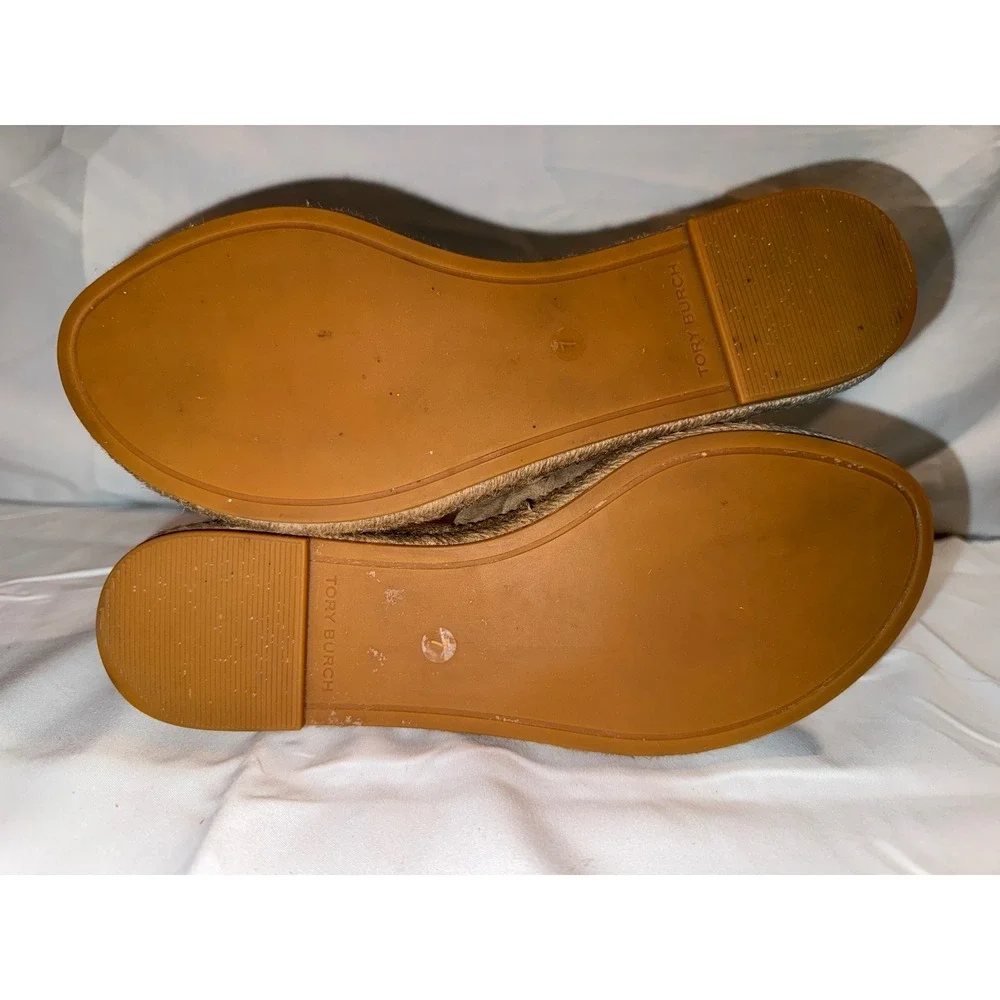 Tory Burch Tan Suede Ruched Espadrille Slingback Flat Sandals 7